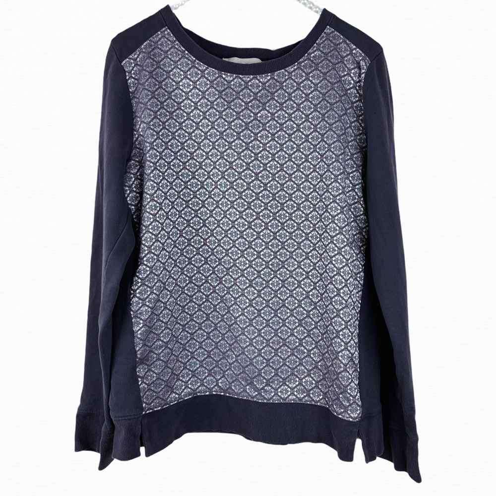 Loft Silver Metallic Thread Patterned Sweatshirt - image 1